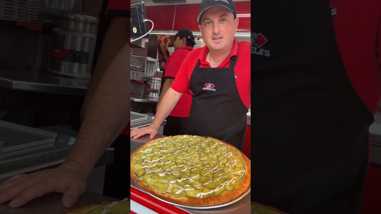 Pickle pizza from Angela's Pizza at the Big E