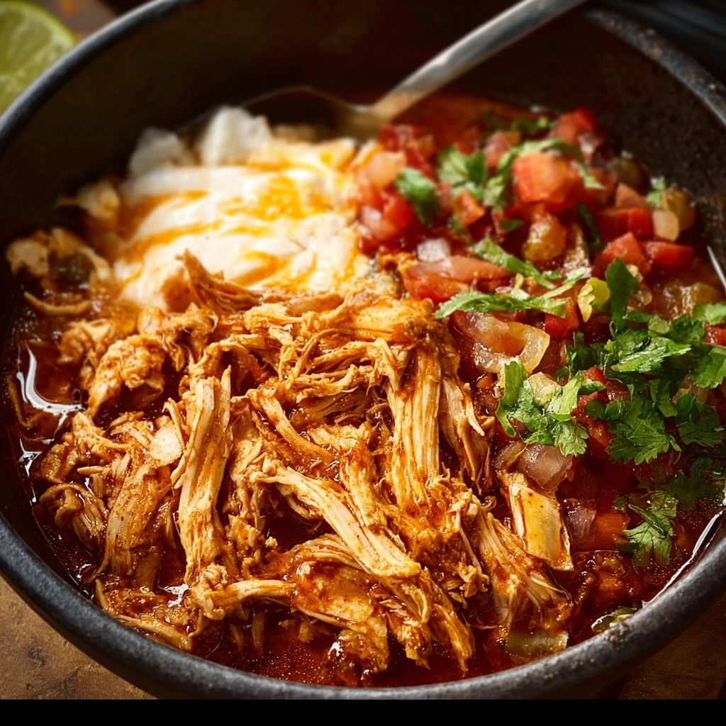 Delicious Chicken Burrito Bowl filled with chicken, rice, beans, and fresh toppings.