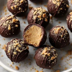 Delicious chocolate peanut butter balls made with just 4 ingredients.