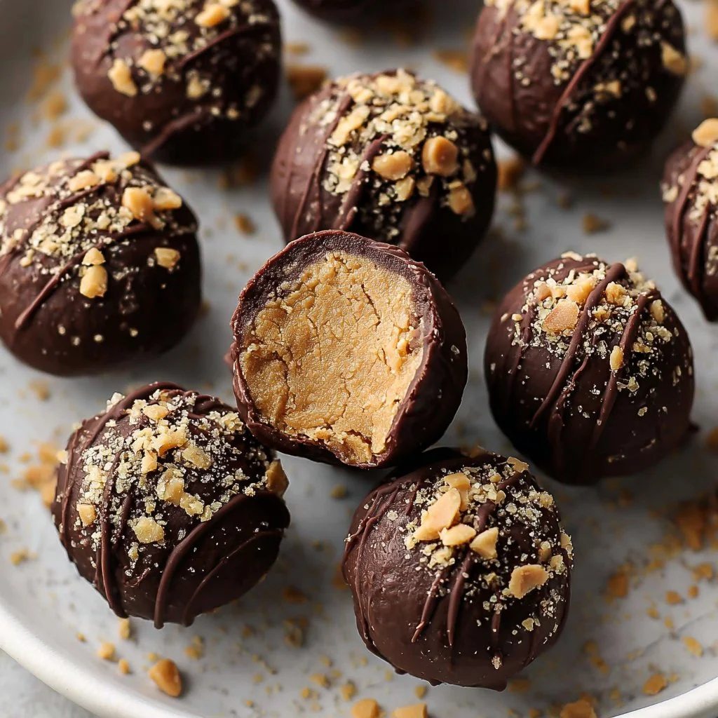 Delicious chocolate peanut butter balls made with just 4 ingredients.