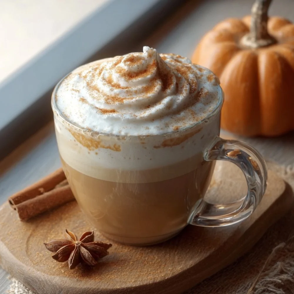 Delicious Pumpkin Spice Latte with whipped cream and cinnamon topping