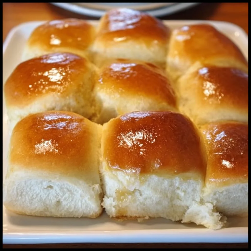 Freshly baked Texas Roadhouse Rolls served with butter