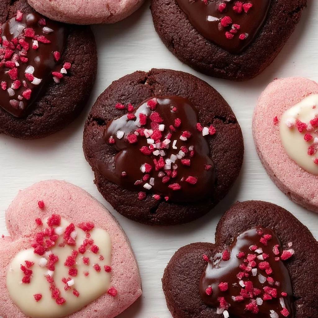 Delicious Valentine Ganache Cookies with rich chocolate filling.