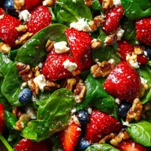 Delicious strawberry spinach salad served in a bowl with fresh ingredients