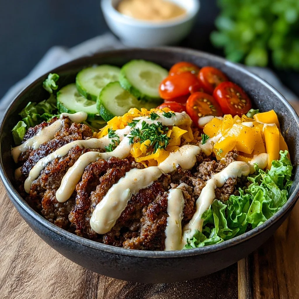 Delicious Burger Bowls featuring fresh ingredients and vibrant toppings