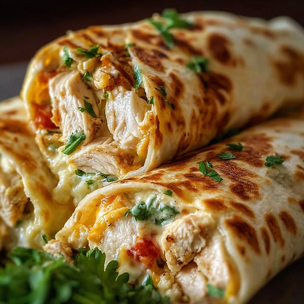Cheesy Chicken Garlic Wraps