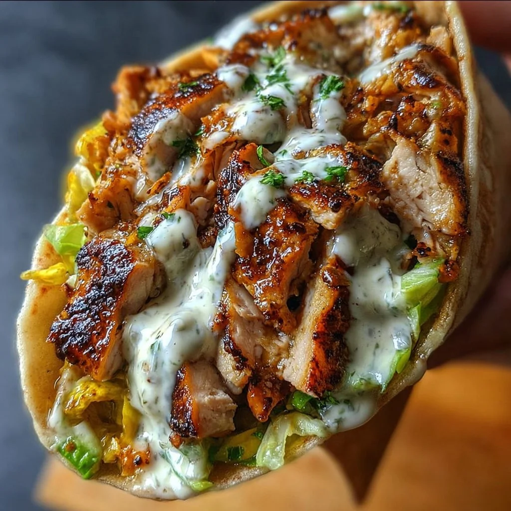 Delicious Chicken Shawarma served with creamy garlic sauce.