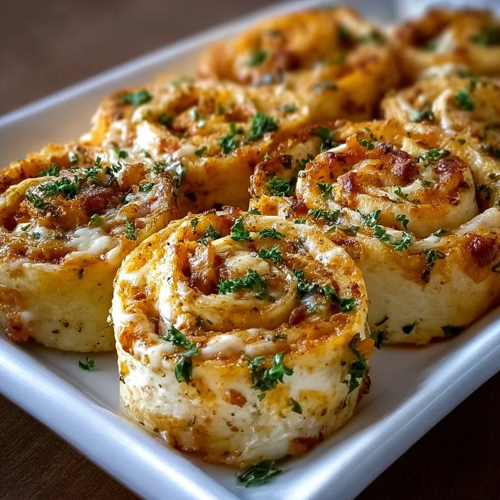 Delicious Crack Chicken Pinwheels served on a platter
