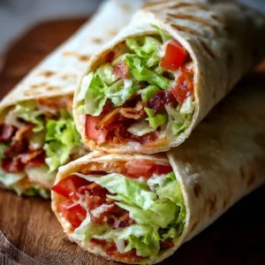 Easy meal prep BLT wraps with bacon, lettuce, and tomato in a tortilla