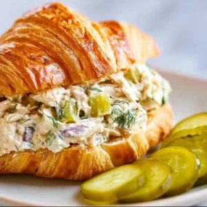 Delicious Dill Pickle Chicken Salad served in a bowl