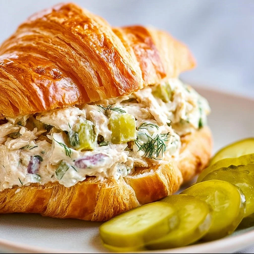 Delicious Dill Pickle Chicken Salad served in a bowl
