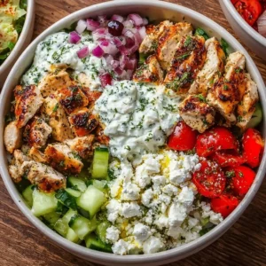 Delicious Greek Chicken Bowl with fresh ingredients and vibrant flavors