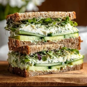 Freshly made Green Goddess Sandwich with greens and dressing