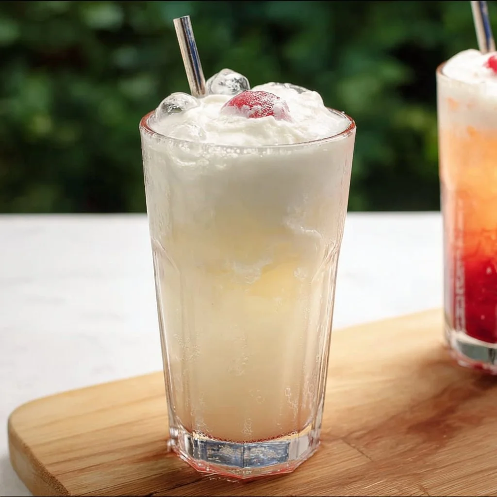 Homemade Italian Cream Soda served in a glass with ice and colorful syrups