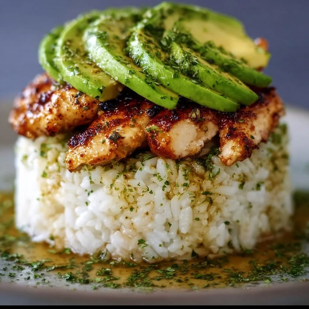 Honey Lime Chicken & Avocado Rice Stack
