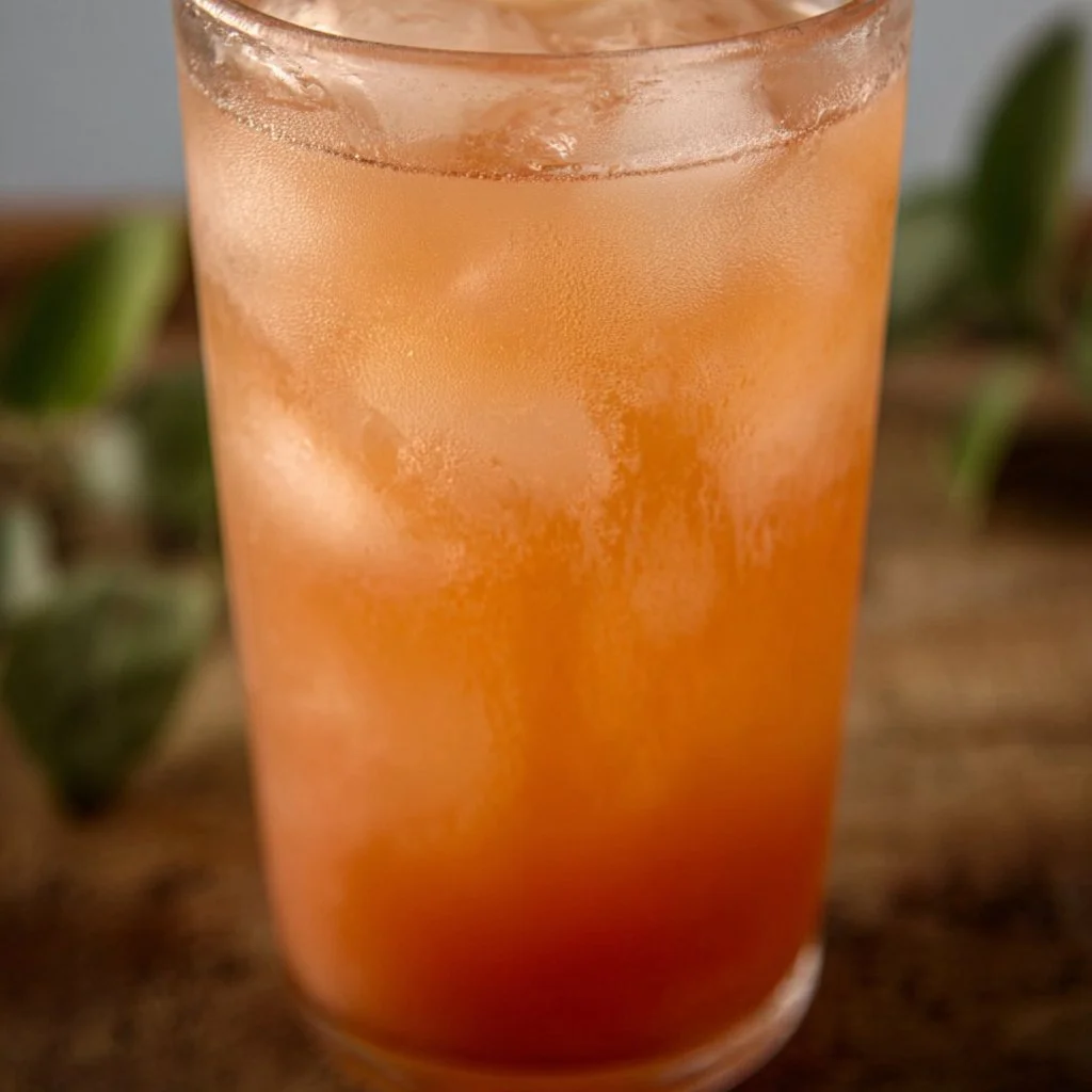 Refreshing Iced Guava White Tea Lemonade in a glass with mint leaves and ice cubes