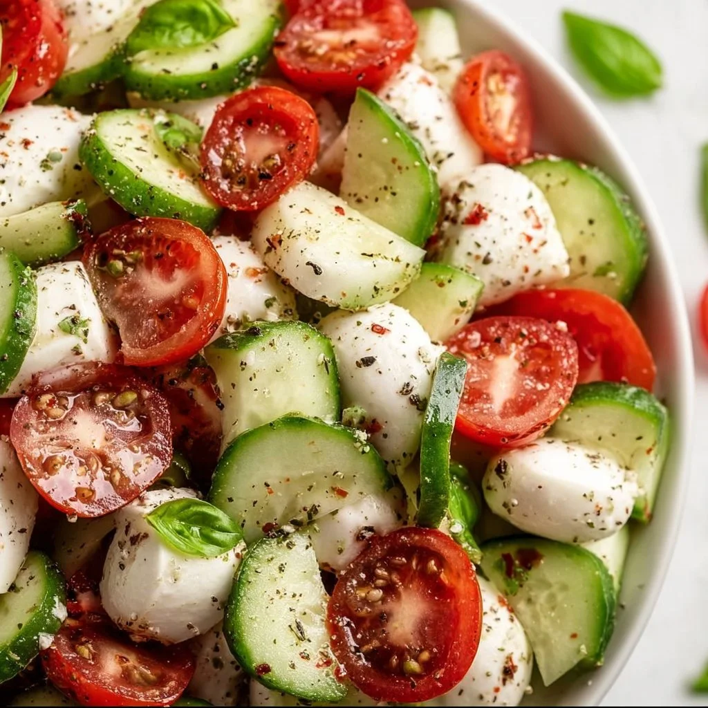 Juicy Cucumber Caprese Salad