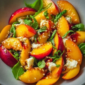 Delicious Millionaire Peach Salad with fresh peaches and vibrant ingredients