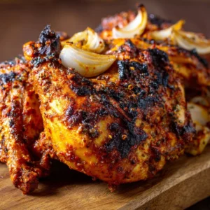 Delicious Portuguese-style Peri Peri Chicken garnished with herbs and spices