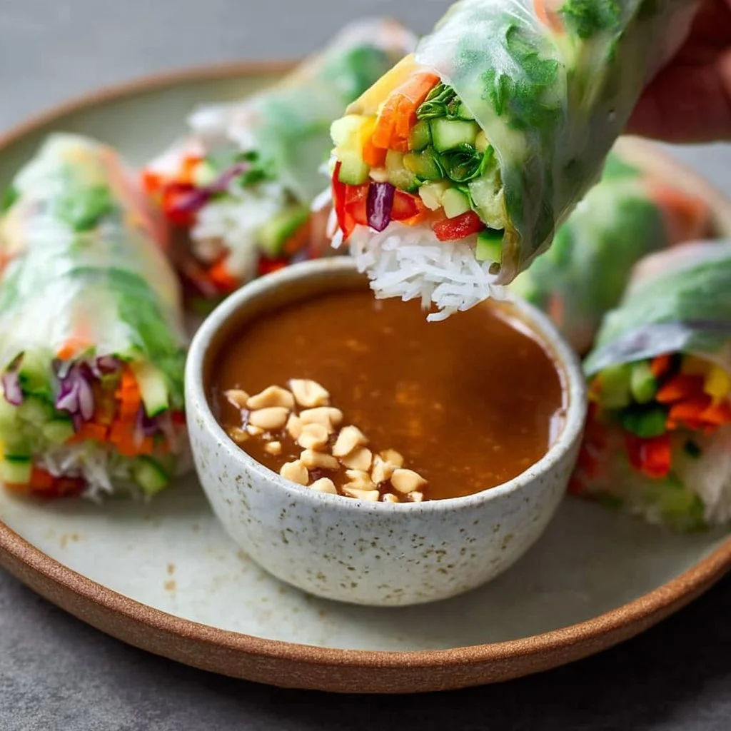 These fresh spring rolls are a light and healthy appetizer or main dish. Crunchy veggies, green on… | Fresh spring rolls recipe, Cooking recipes, Spring roll recipe