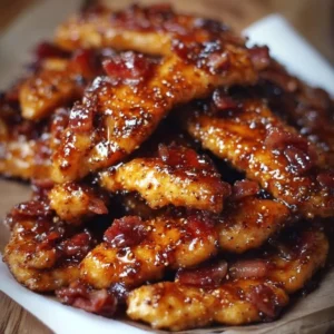 Delicious Bacon Brown Sugar Chicken Tenders served on a plate