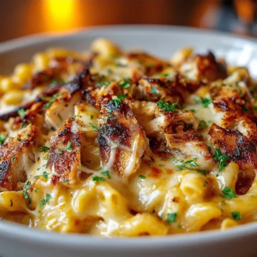 Delicious BBQ Chicken Mac and Cheese served in a bowl, perfect for comfort food lovers.