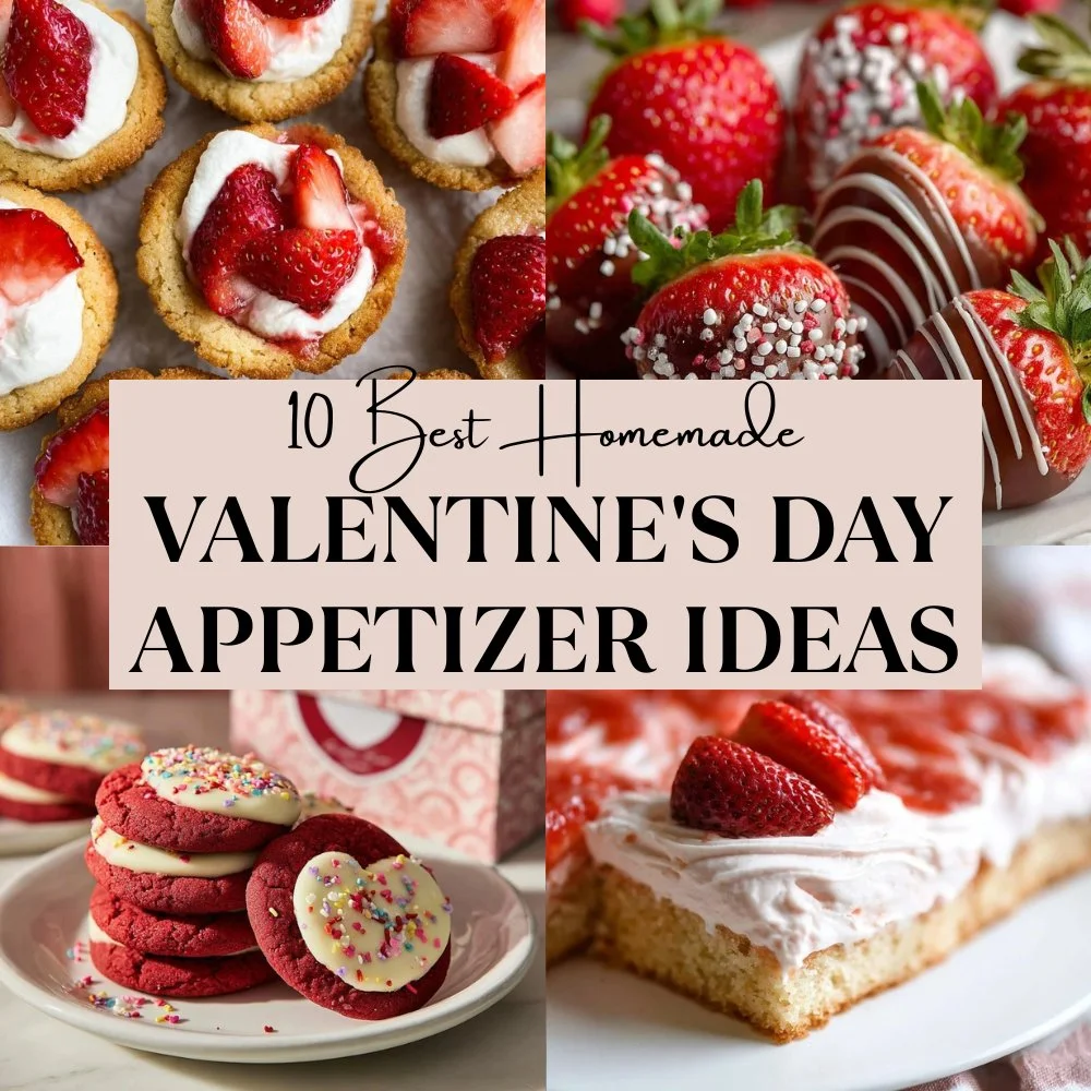 Assorted Valentine’s Day desserts including cakes, cookies, and chocolates