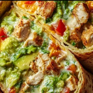 Delicious Chicken Avocado Ranch Burritos served on a plate with fresh ingredients