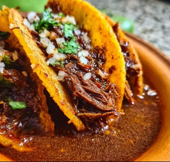 Crock Pot Birria Tacos with tender beef and flavorful broth