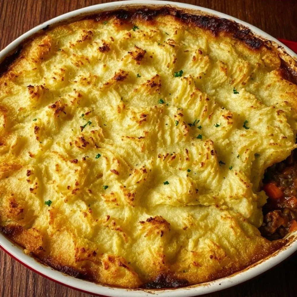 Delicious Gardener's Pie filled with fresh vegetables and herbs