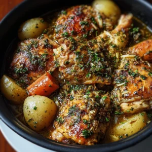 Garlic Butter Chicken served with herbs and spices on a plate
