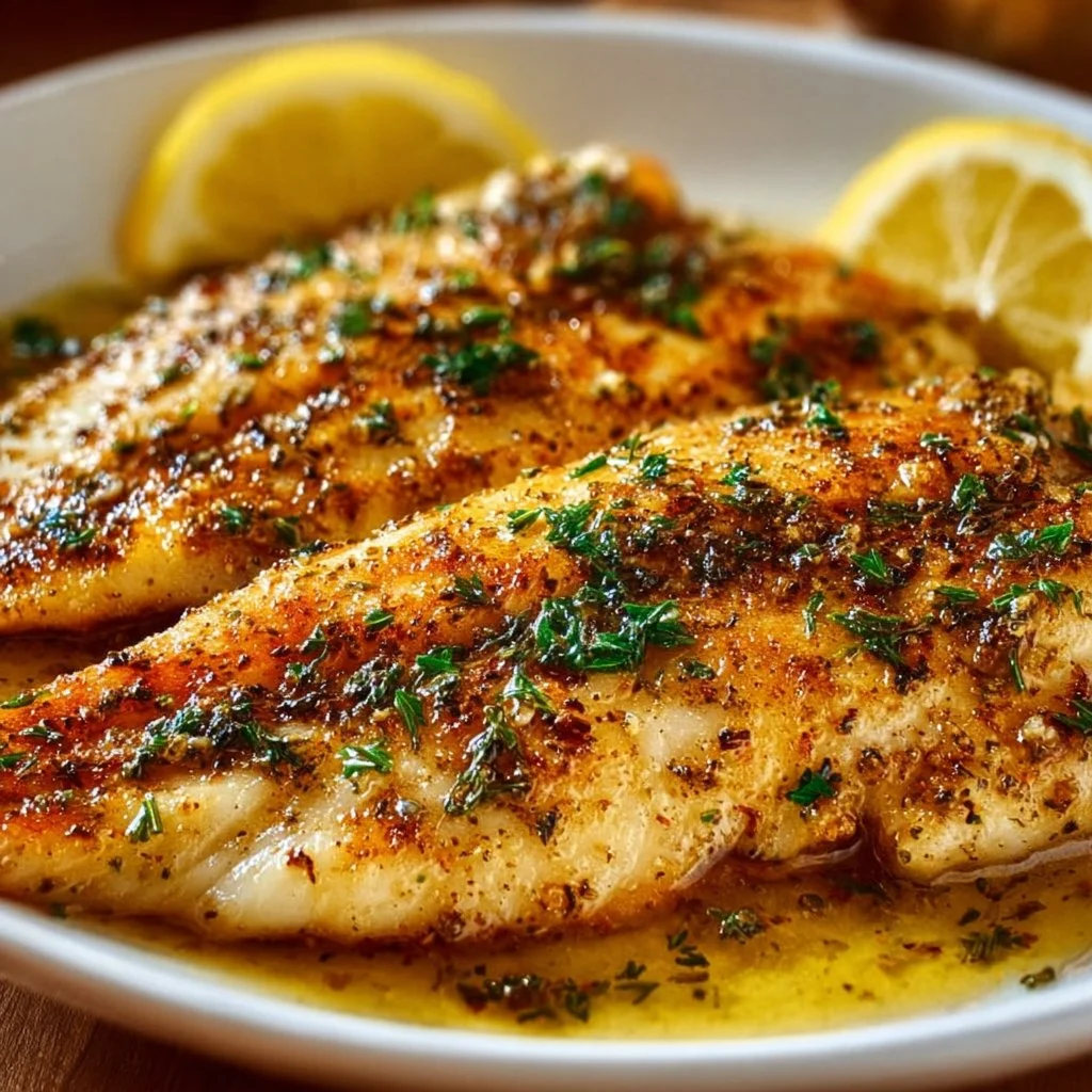 Delicious garlic butter oven baked tilapia served on a plate