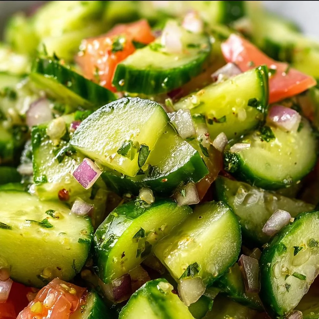 Quick and refreshing Italian Cucumber Salad with fresh ingredients