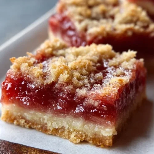 Deliciously simple 3 ingredient rhubarb squares dessert on a plate