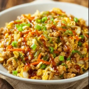 Delicious Chicken Egg Roll Bowl filled with fresh ingredients