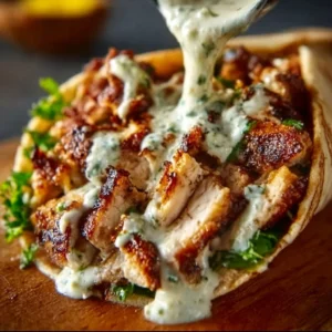 Delicious Chicken Shawarma served with creamy garlic sauce.
