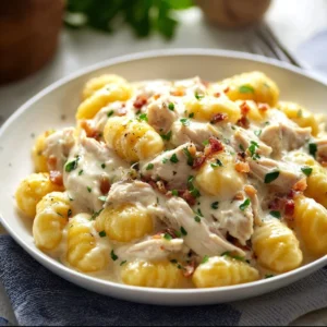 Delicious Creamy Crack Chicken Gnocchi served in a bowl