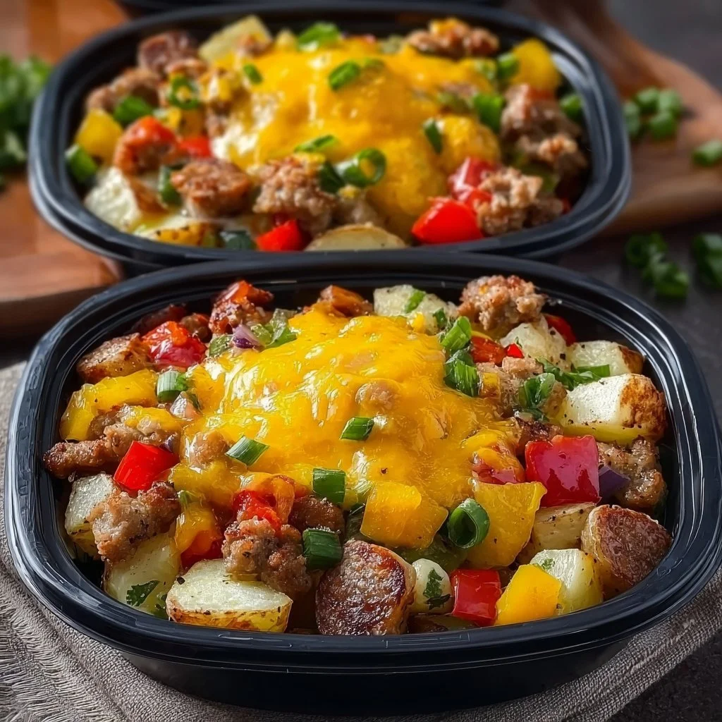 High protein breakfast bowls ready for the freezer, perfect for meal prep.