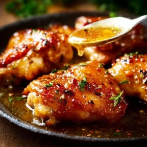 Honey Garlic Chicken Thighs served on a plate with vegetables