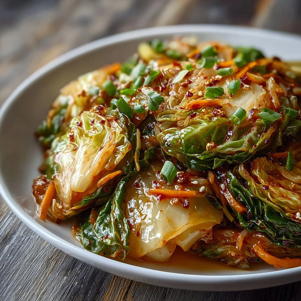 Delicious hot and sour cabbage dish served in a bowl