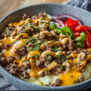 Savory Smash Burger Bowl with fresh ingredients and flavors