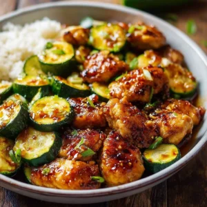 Delicious sheet pan hot honey garlic chicken with zucchini