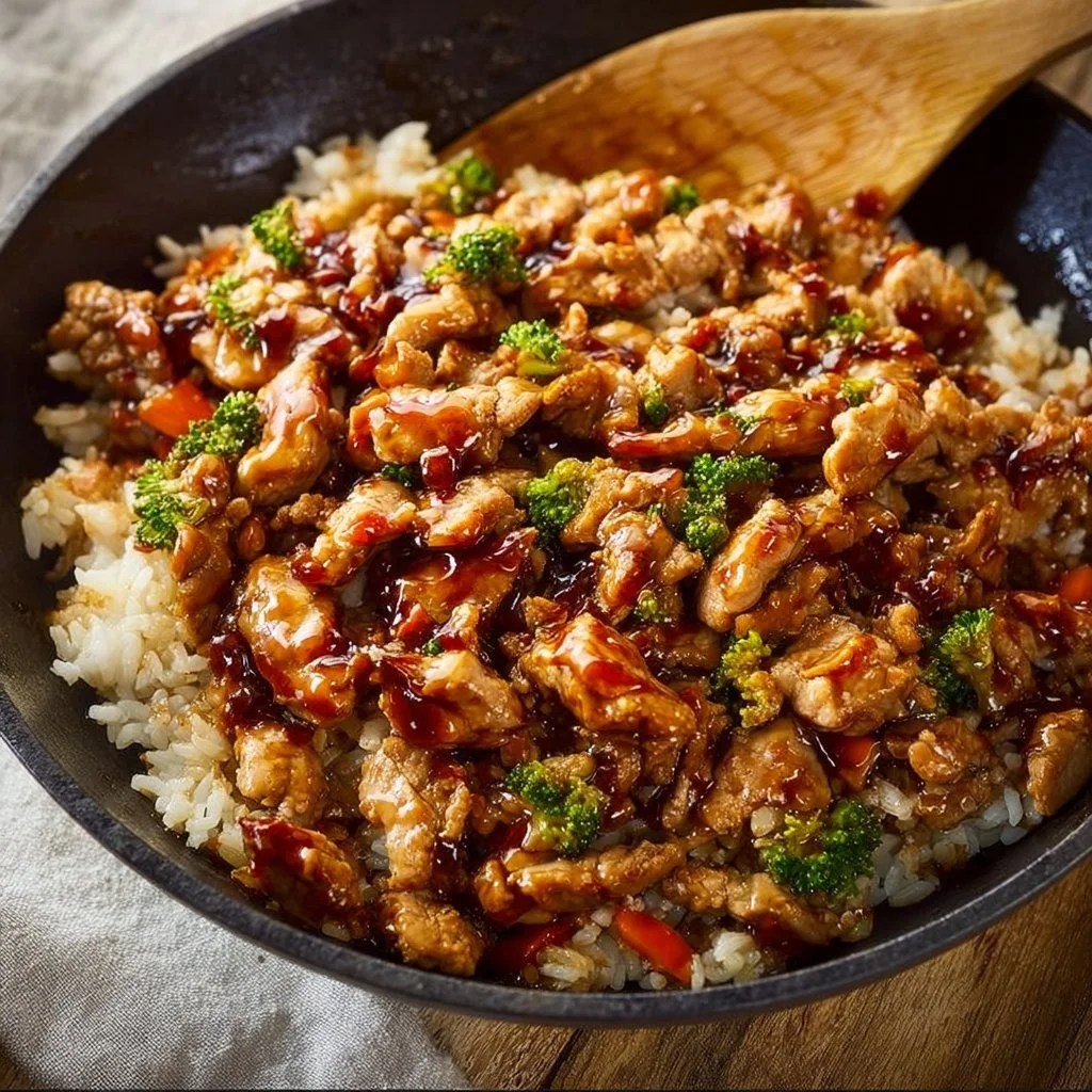 Delicious teriyaki turkey rice bowls garnished with vegetables and sesame seeds