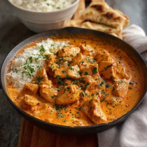 Texas Roadhouse-inspired butter chicken skillet with colorful ingredients.