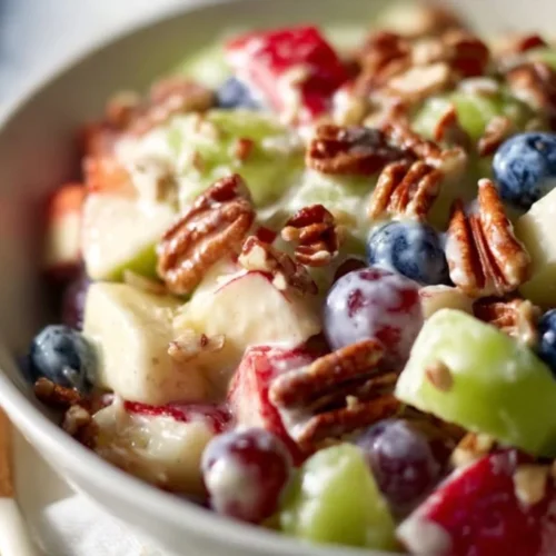 Colorful and fresh breakfast fruit salad with a variety of fruits