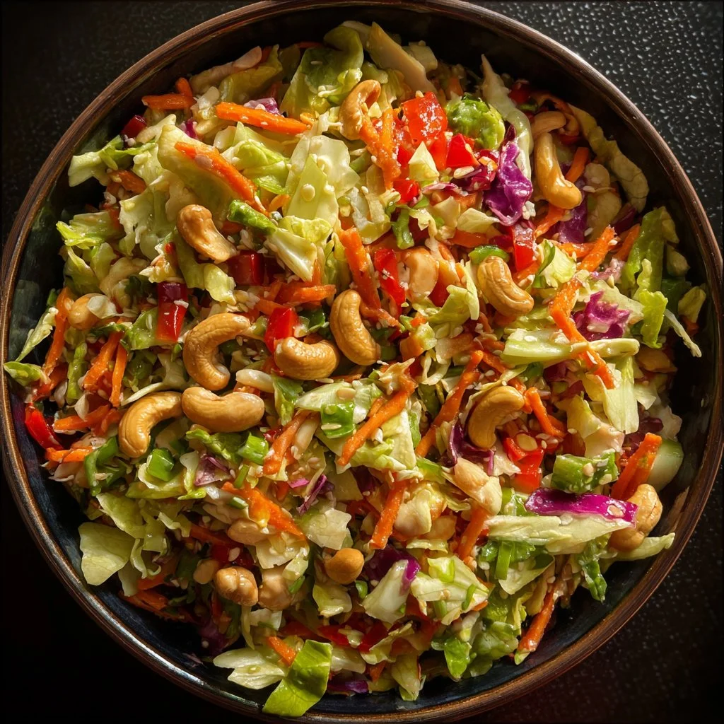 Delicious Cashew Crunch Salad with cashews and fresh vegetables