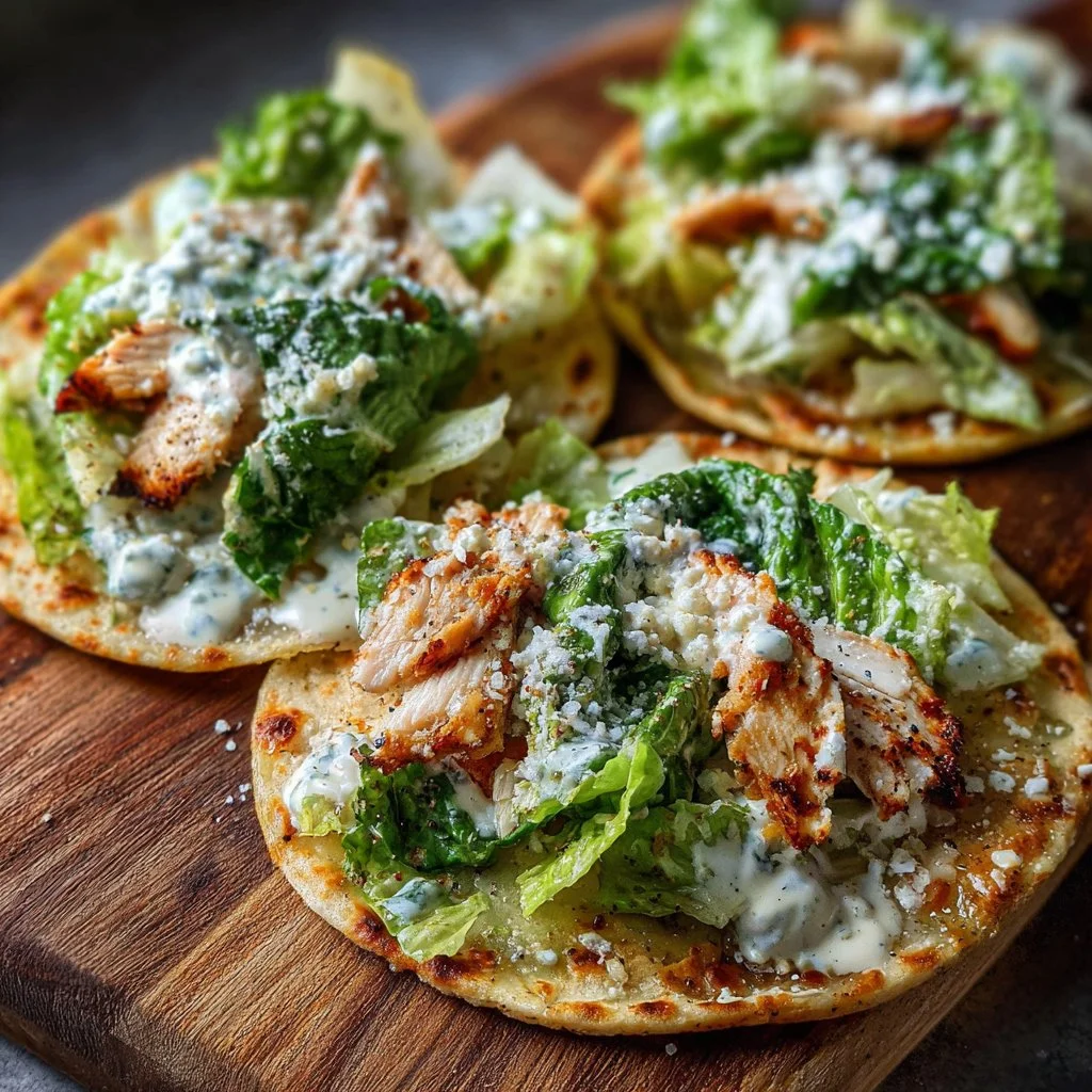 Smash Chicken Caesar Tacos