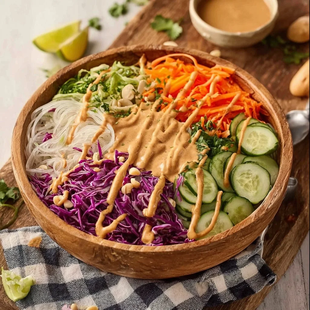 Colorful Spring Roll Salad with fresh vegetables and herbs